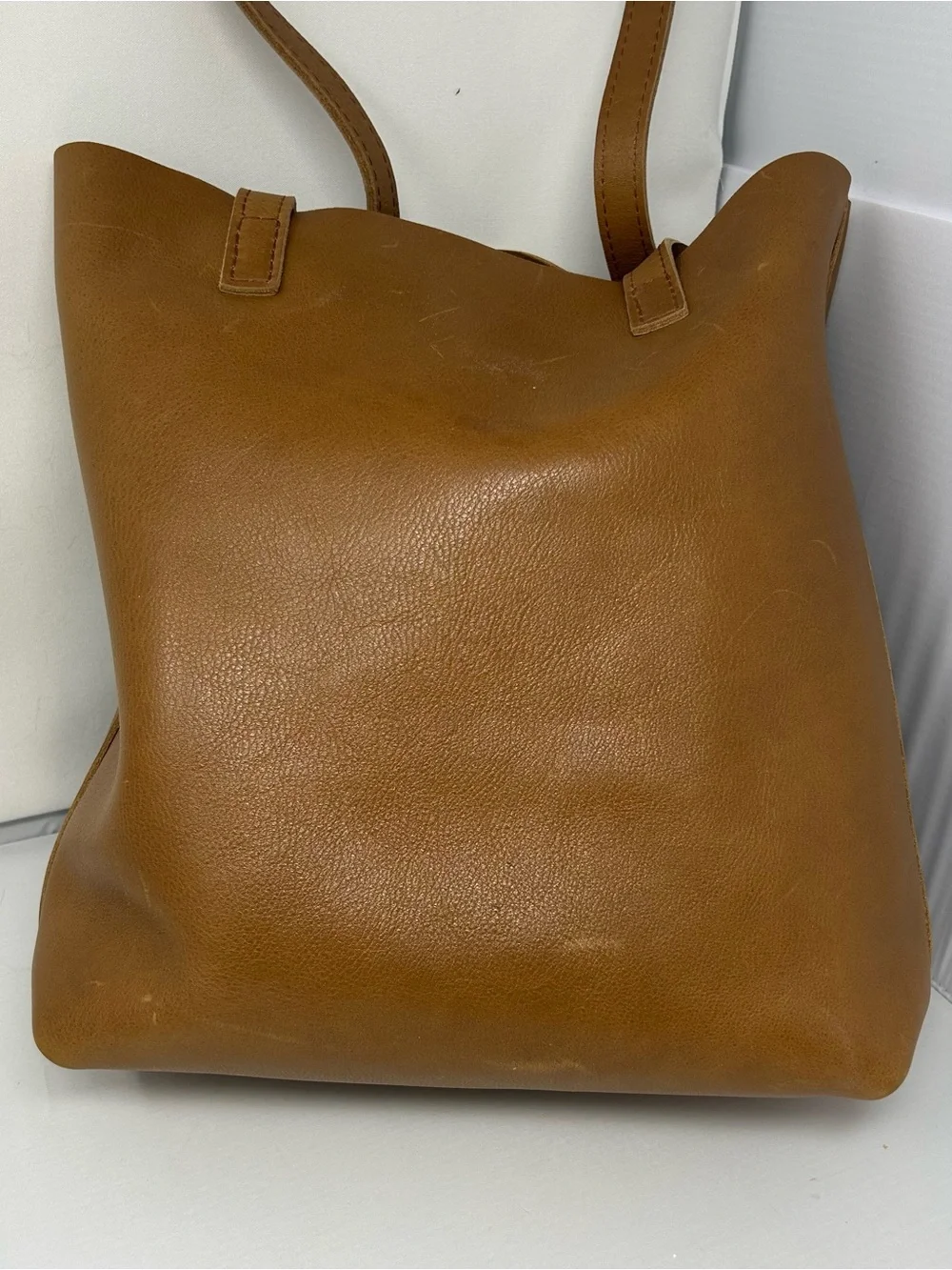 Portland Leather Goods Crossbody Tote FSCB shortbread pebbled tan